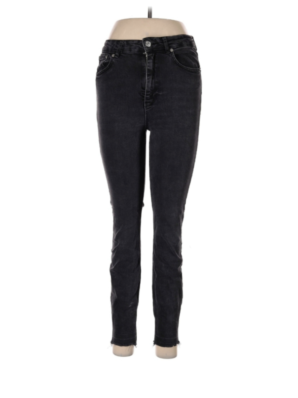 Zara Woman Premium Denim Collection High Rise Skinny Jeans Washed Black Size 8